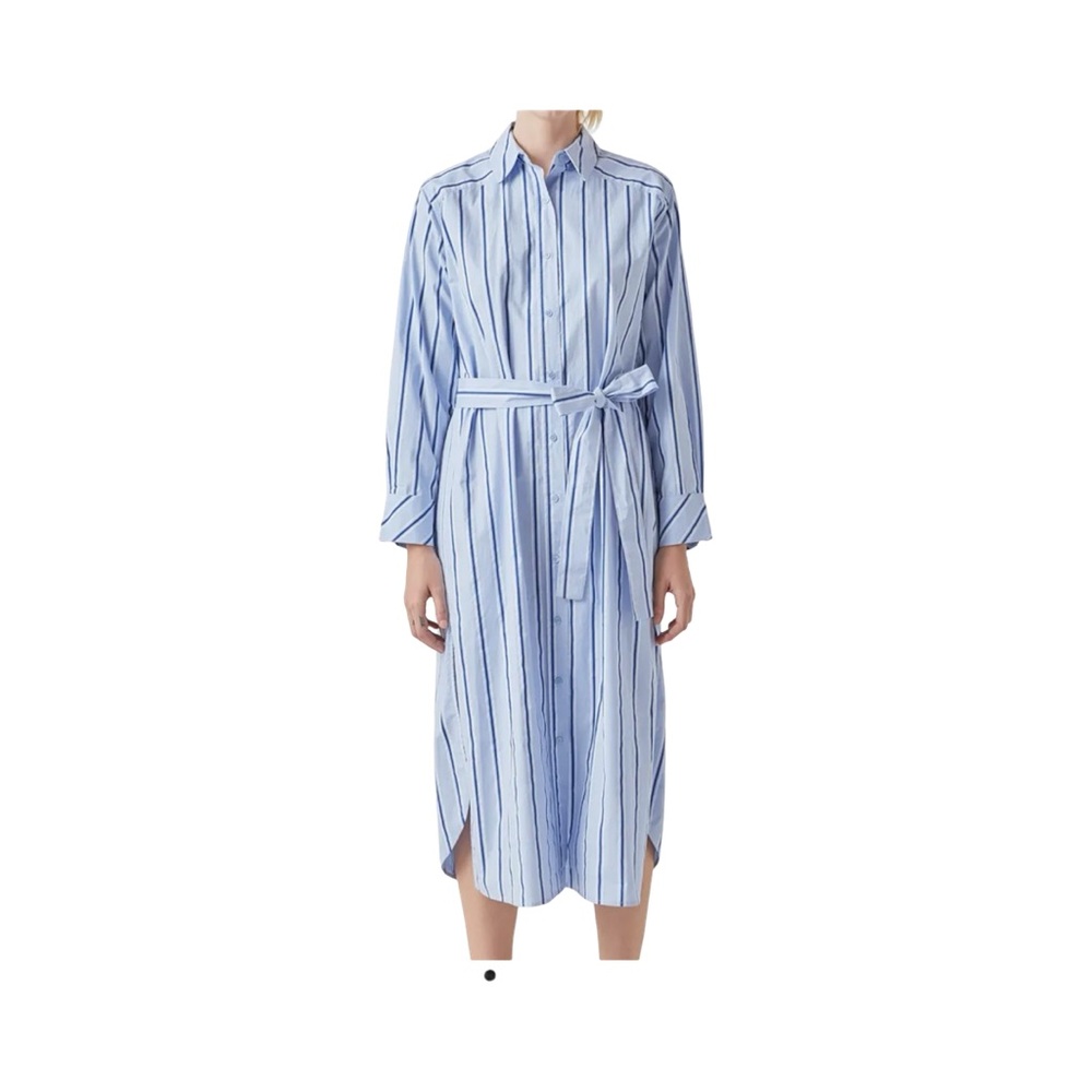 GREY LAB Light Blue Striped Long Sleeve Dress